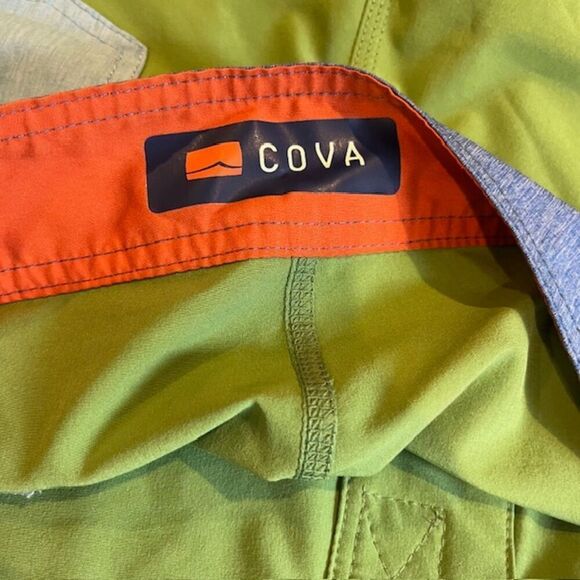Cova Men's Swim Trunks Green with Blue Tie Waist Size 38 - Picture 7 of 9